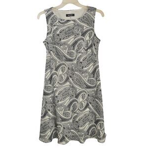 Nine West Dress Womens 6 Navy Blue and White Paisley Sleeveless Lined